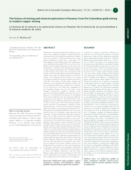 Stewart D. Redwood1,* the History of Mining and Mineral Exploration in Panama