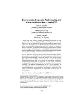 Convergence, Corporate Restructuring, and Canadian Online News, 2000–2003