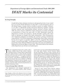 DFAIT Marks Its Centennial