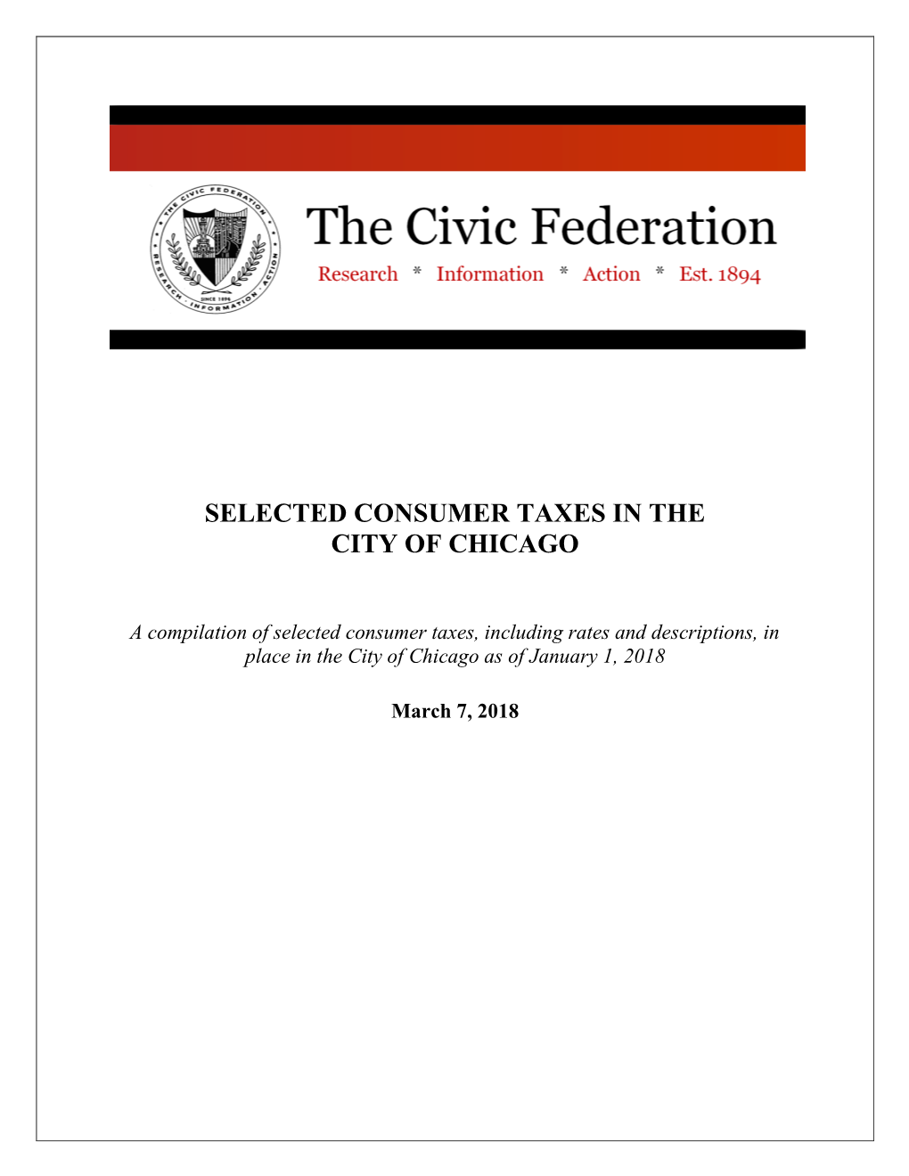 Selected Consumer Taxes in the City of Chicago