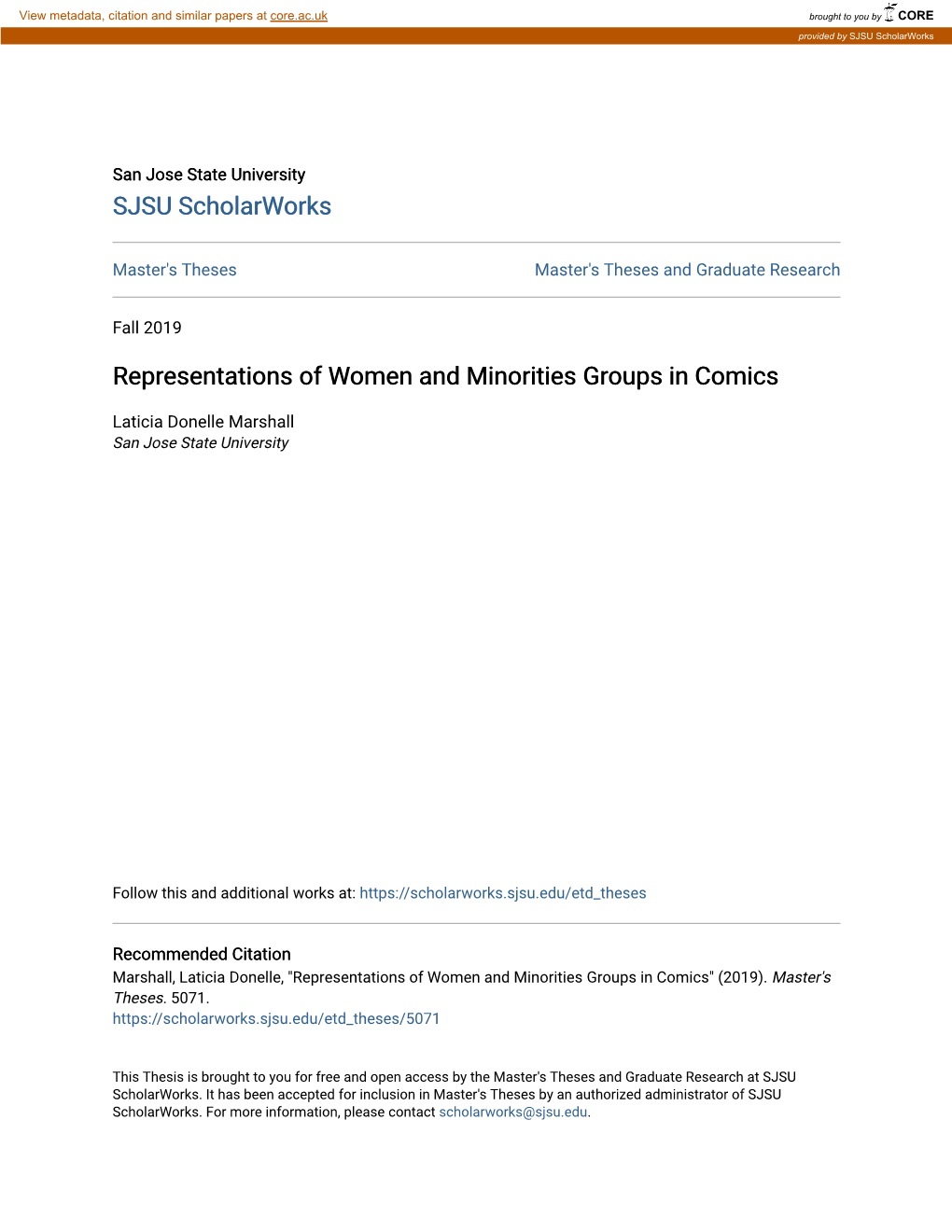 Representations of Women and Minorities Groups in Comics