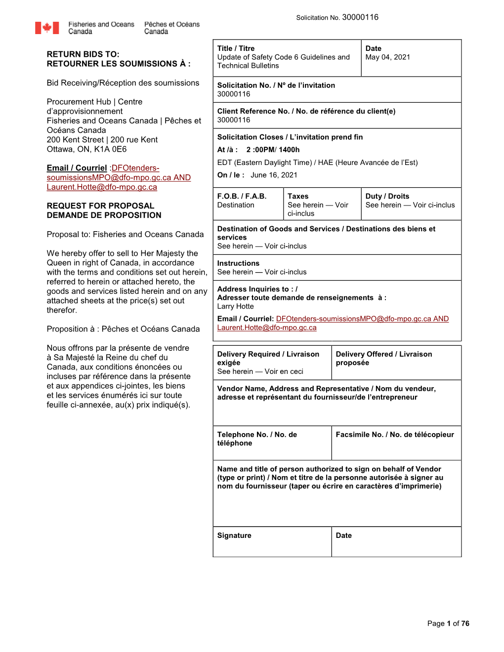 Bid Receiving/Réception Des Soumissions Procurement