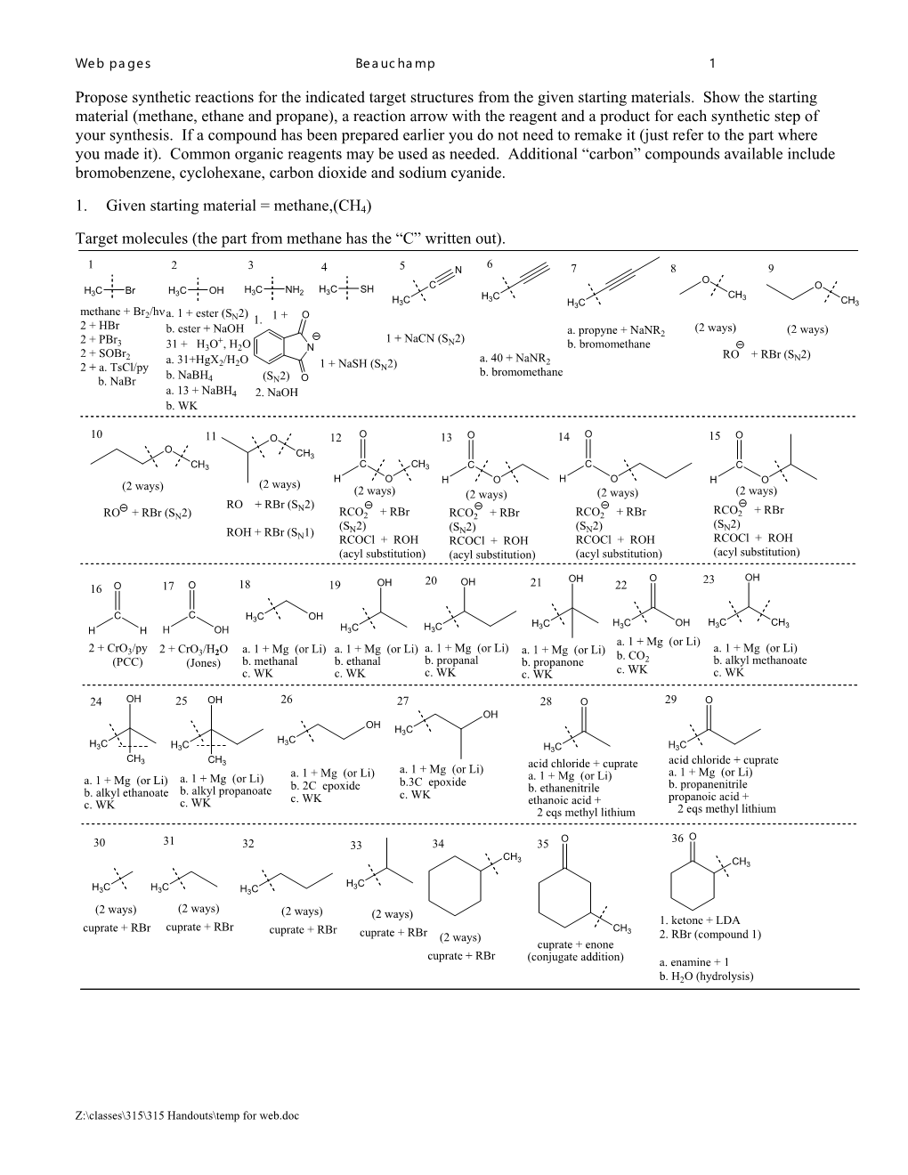 Chem 315 Reactions Through Topic 11