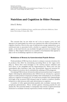 Nutrition and Cognition in Older Persons