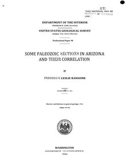 Cc Tr.: SOME PALEOZOIC SECTIONS in ARIZONA and THEIR