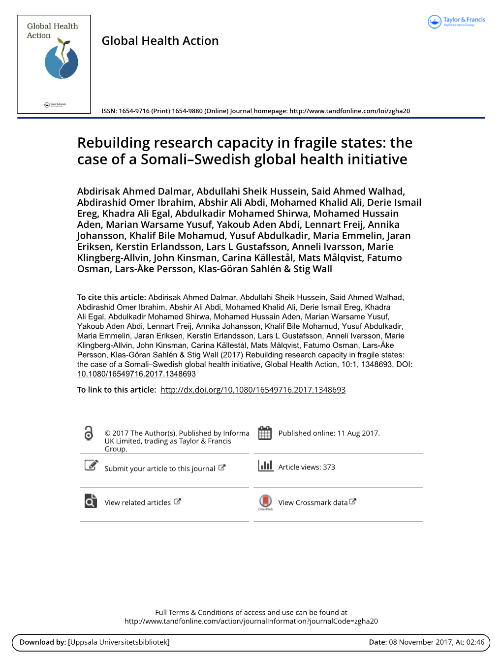 The Case of a Somali–Swedish Global Health Initiative