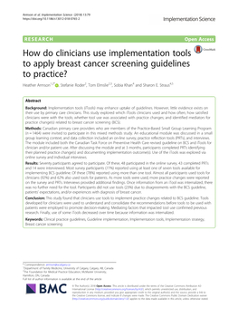 How Do Clinicians Use Implementation