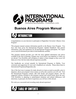 Buenos Aires Program Manual