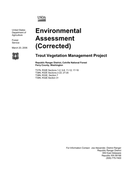 Environmental Assessment Table of Contents