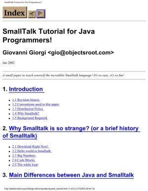 Smalltalk Tutorial for Java Programmers!
