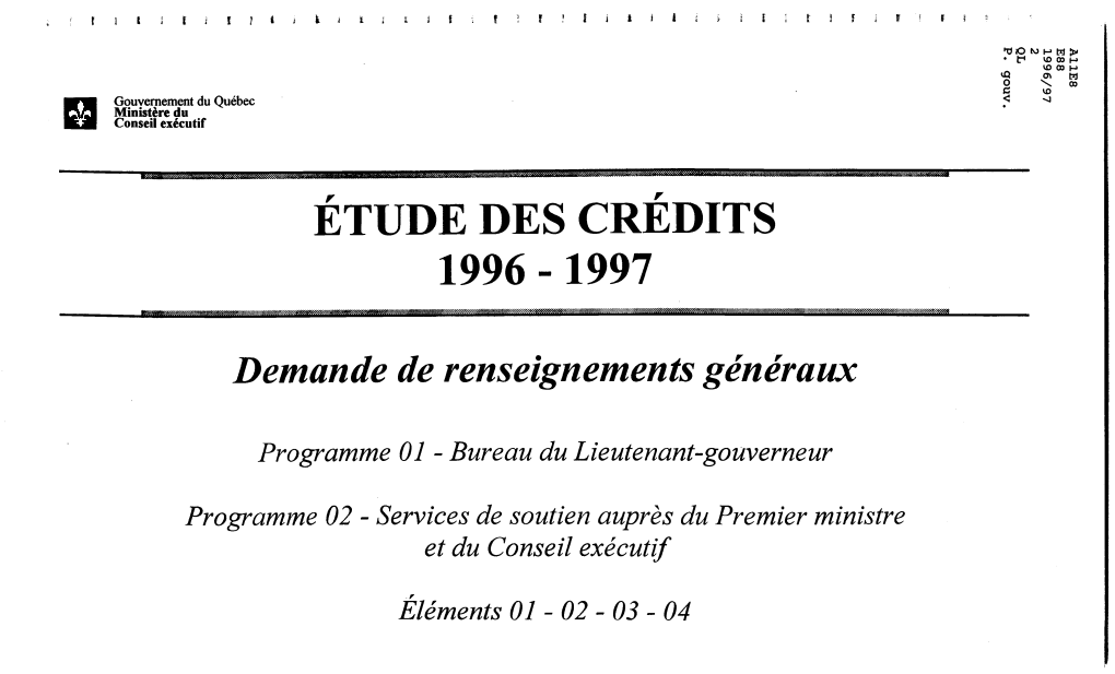 Étude Des Credits 1996 -1997
