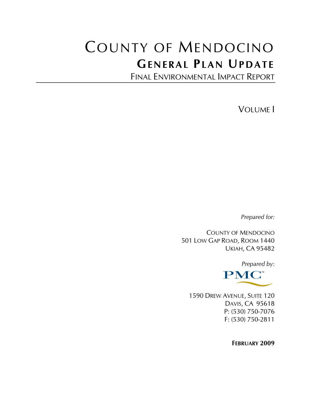 General Plan Update February 2009 Final Environmental Impact Report I 1.0 INTRODUCTION 1.0 INTRODUCTION