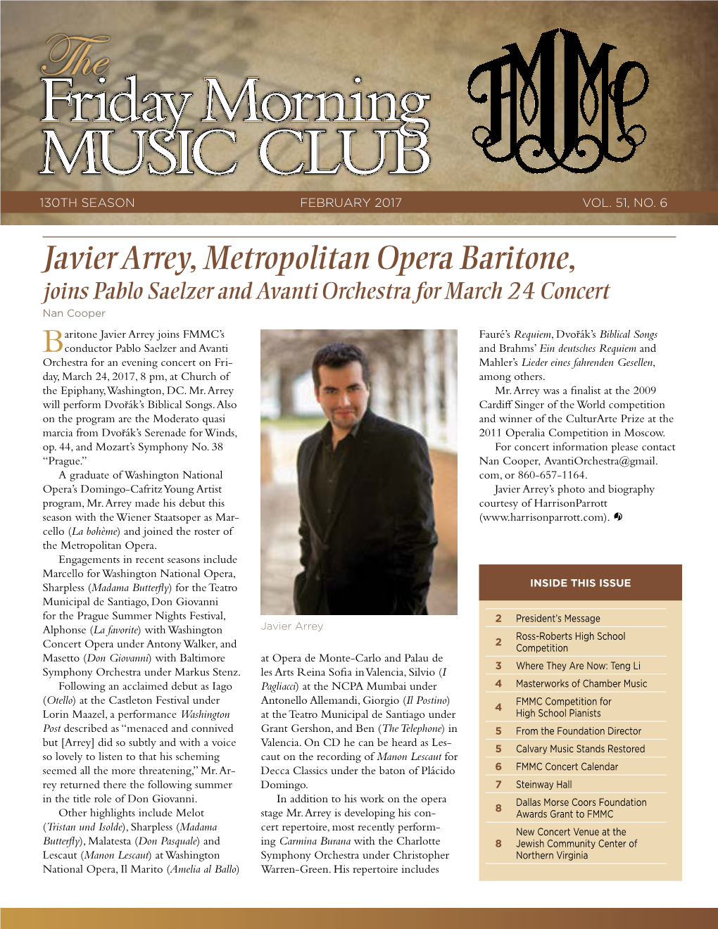 Javier Arrey, Metropolitan Opera Baritone, Joins Pablo Saelzer and Avanti Orchestra for March 24 Concert Nan Cooper