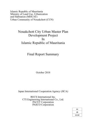 Nouakchott City Urban Master Plan Development Project in Islamic Republic of Mauritania