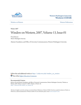 Window on Western, 2007, Volume 13, Issue 01 Dee Johnson Western Washington University