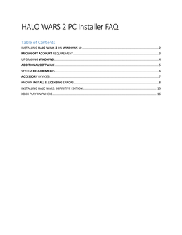HALO WARS 2 PC Installer FAQ