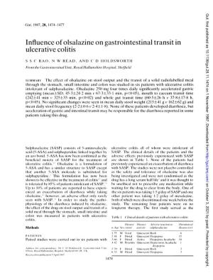 Influence of Olsalazine on Gastrointestinal Transit in Ulcerative Colitis