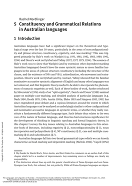 5 Constituency and Grammatical Relations in Australian Languages