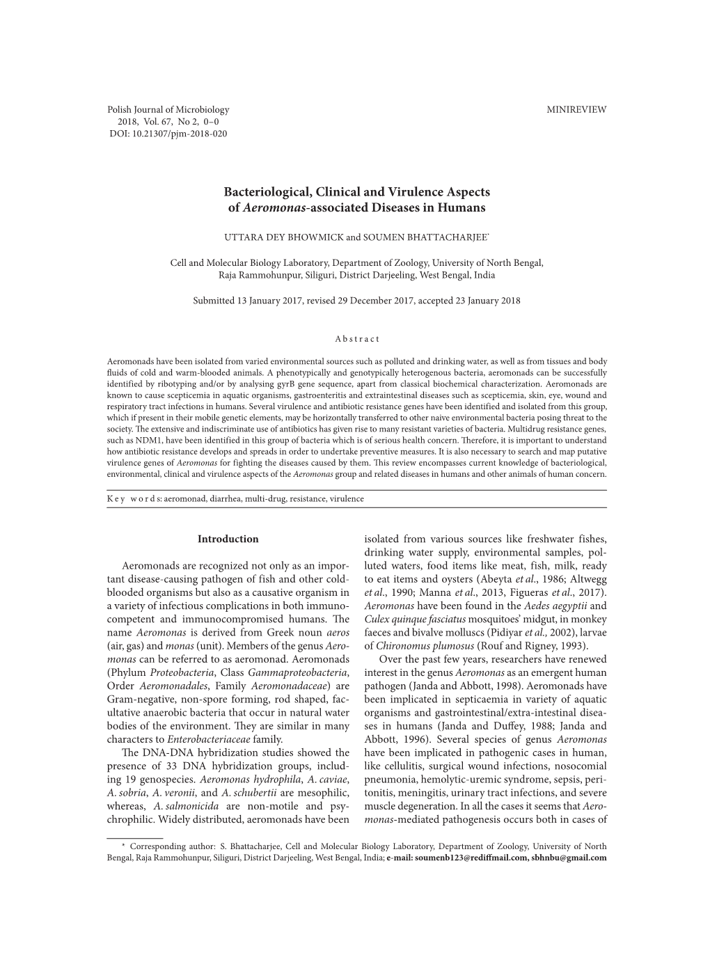 Bacteriological, Clinical and Virulence Aspects of Aeromonas-Associated Diseases in Humans