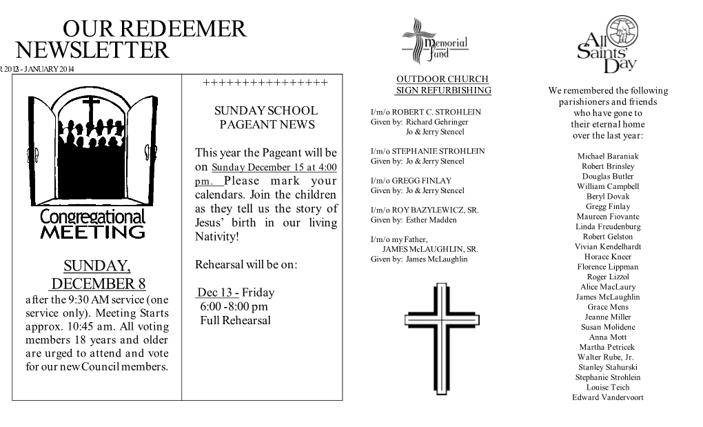 Our Redeemer Newsletter