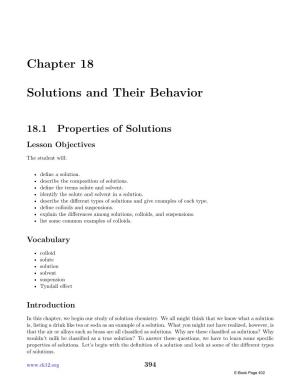 Chapter 18 Solutions and Their Behavior