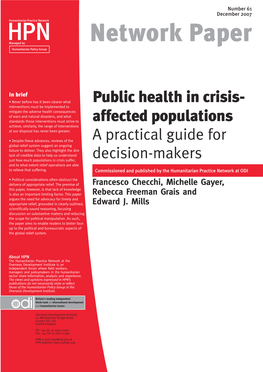Public Health in Crisis-Affected Populations
