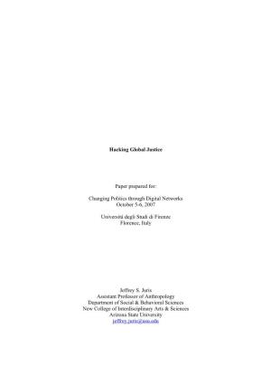 Hacking Global Justice Paper Prepared