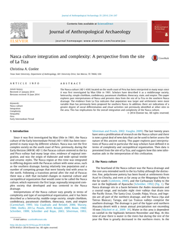 Nasca Culture Integration and Complexity: a Perspective from the Site of La Tiza