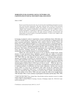 Mobilizing in Black Boxes: Social Networks and Participation in Social Movement Organizations*