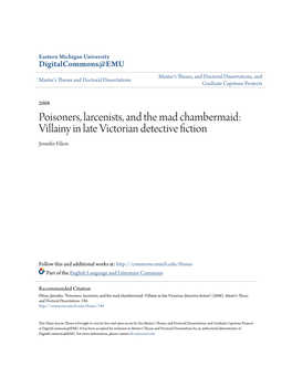 Villainy in Late Victorian Detective Fiction Jennifer Filion