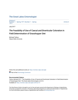 The Feasibility of Use of Caecal and Diverticular Coloration in Field Determination of Grasshopper Diet