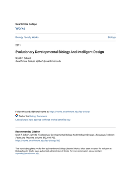 Evolutionary Developmental Biology and Intelligent Design
