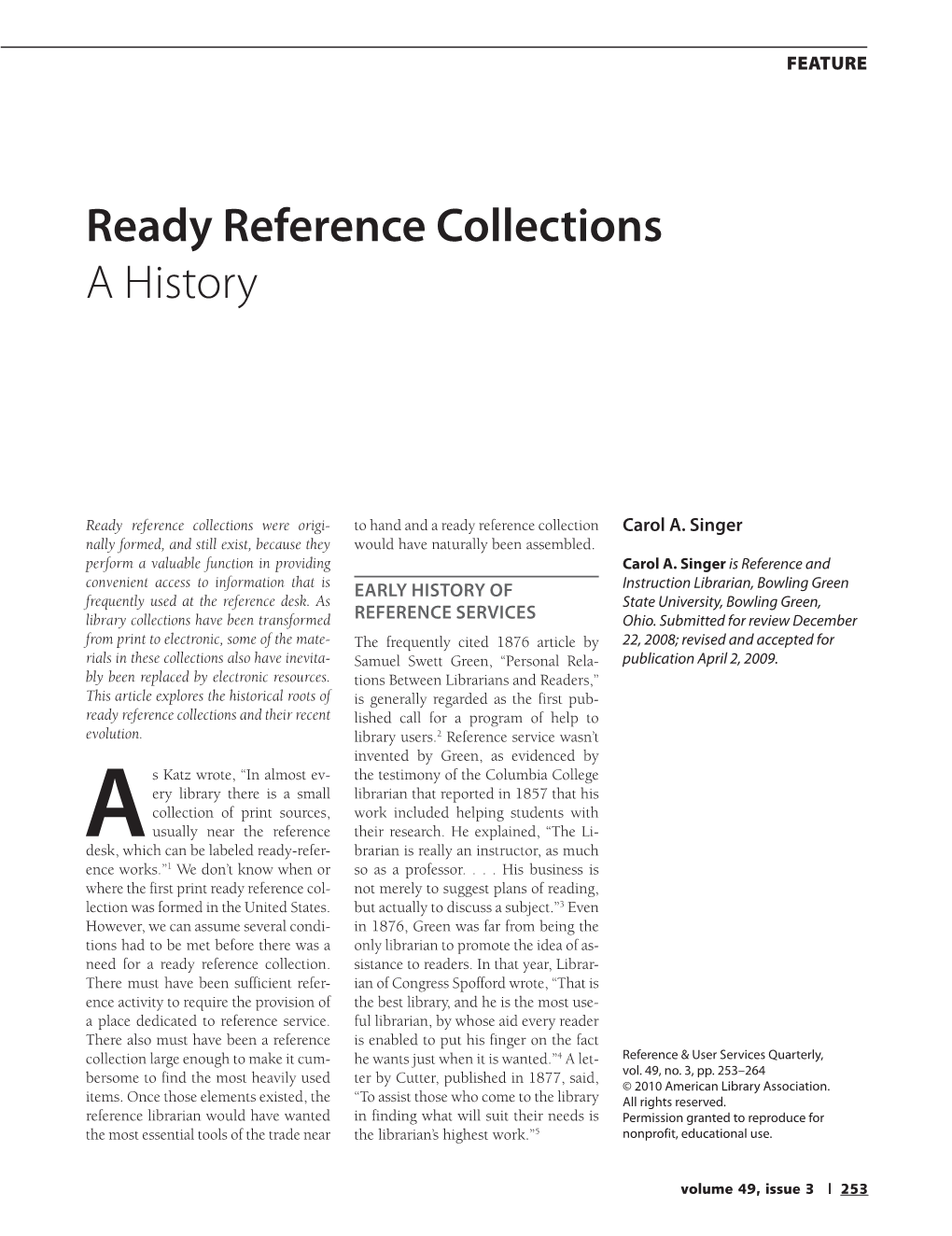 Ready Reference Collections a History