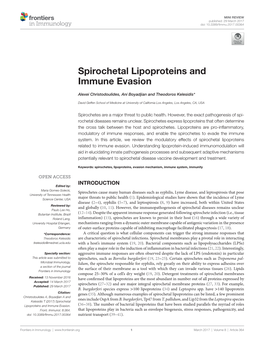Spirochetal Lipoproteins and Immune Evasion