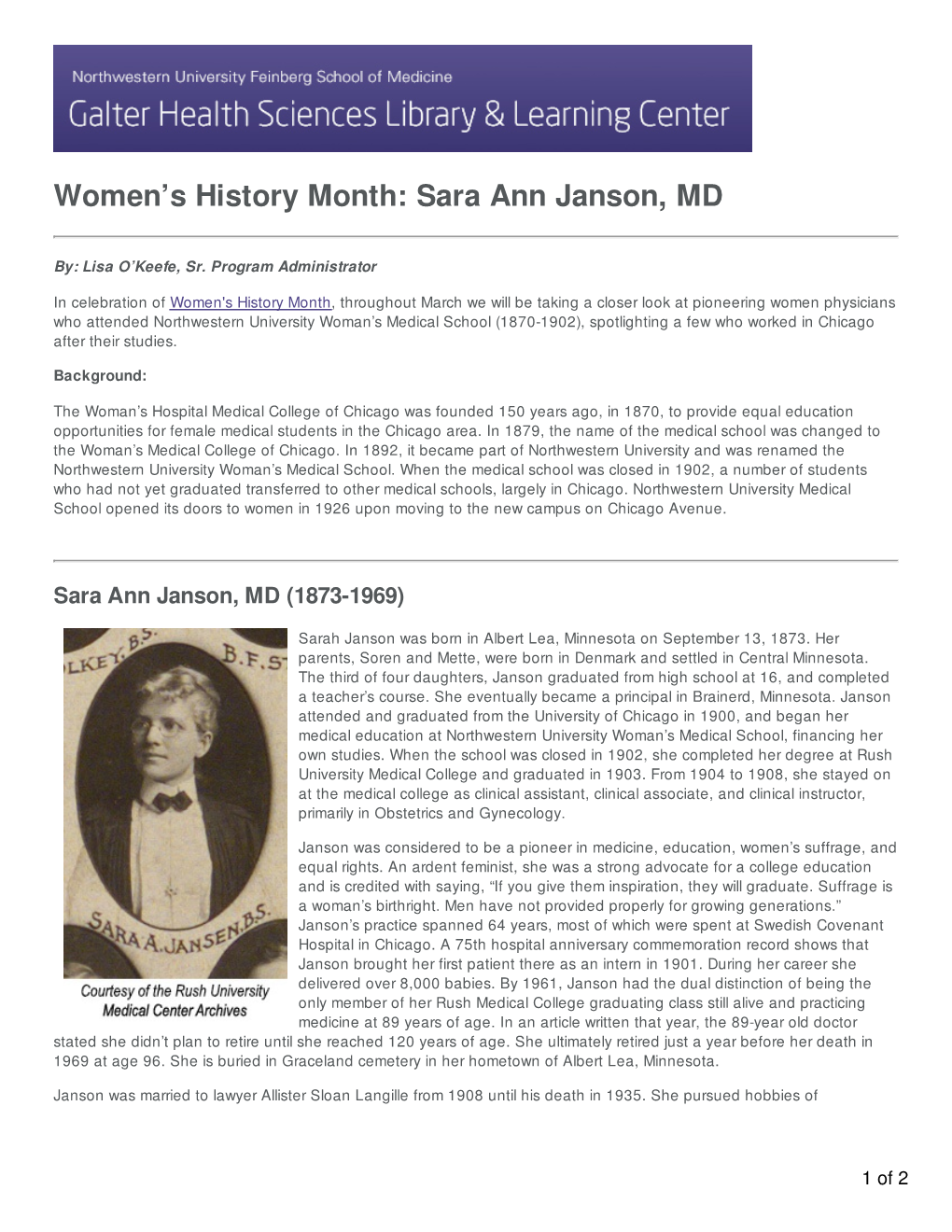 Sara Ann Janson, MD