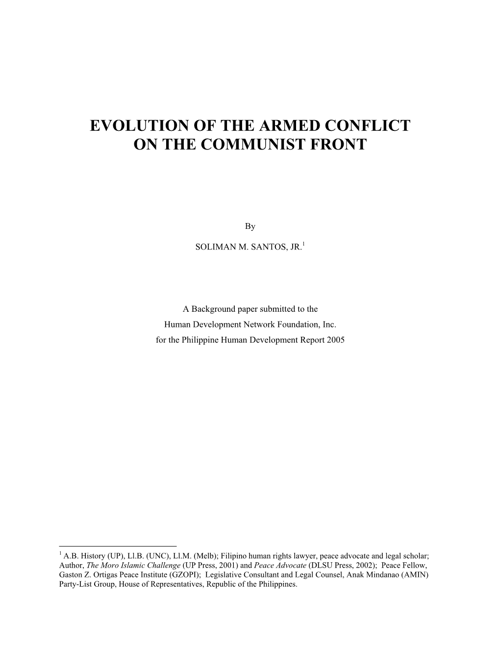 Evolution of the Armed Conflict on the Communist Front