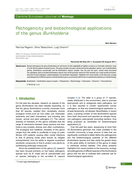 Pathogenicity and Biotechnological Applications of the Genus Burkholderia