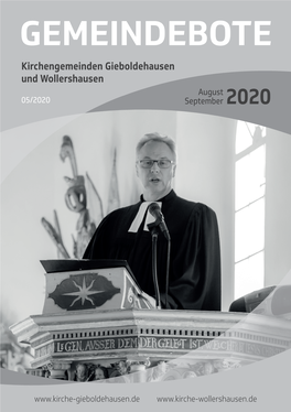 GEMEINDEBOTE Kirchengemeinden Gieboldehausen 01/2020Und Wollershausen August 05/2020 September 2020