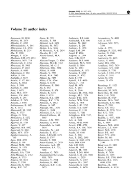 Volume 21 Author Index