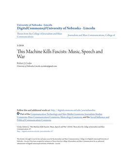 This Machine Kills Fascists: Music, Speech and War Robert J