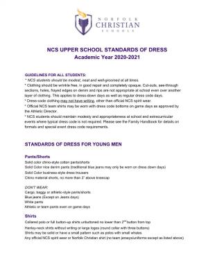NCS UPPER SCHOOL STANDARDS of DRESS Academic Year 2020-2021