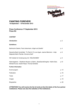 PAINTING FOREVER! 18 September – 10 November 2013