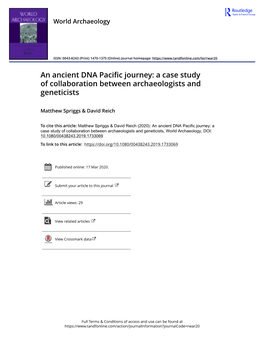 An Ancient DNA Pacific Journey: a Case Study of Collaboration Between Archaeologists and Geneticists