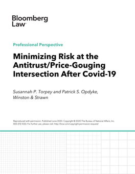 Minimizing Risk at the Antitrust/Price-Gouging Intersection After Covid-19