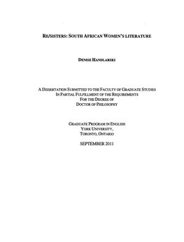 Re/Sisters: South African Women's Literature