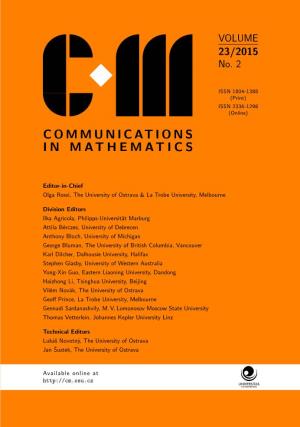 Communications in Mathematics 23 (2015) 101–112 Copyright C 2015 the University of Ostrava 101