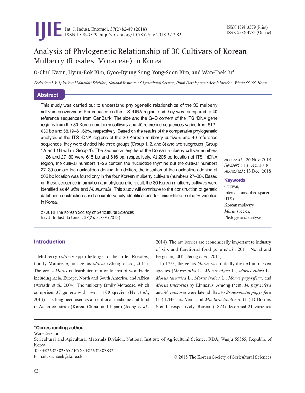 Analysis of Phylogenetic Relationship of 30 Cultivars Of