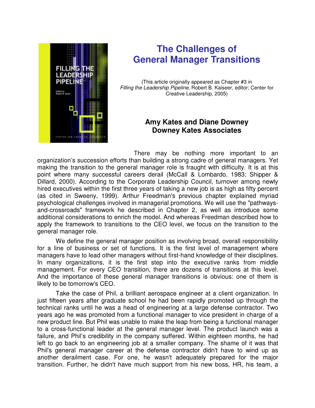 The Challenges of General Manager Transitions