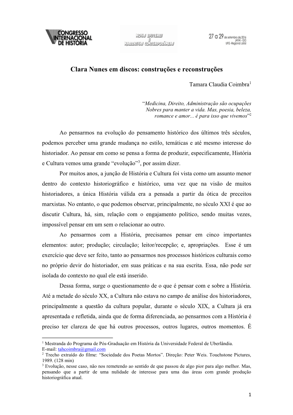 Clara Nunes Em Discos: Construções E Reconstruções
