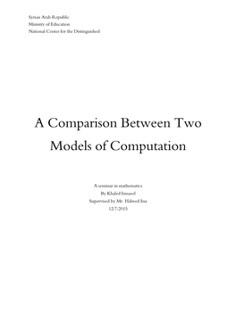 A Comparison Between Two Models of Computation